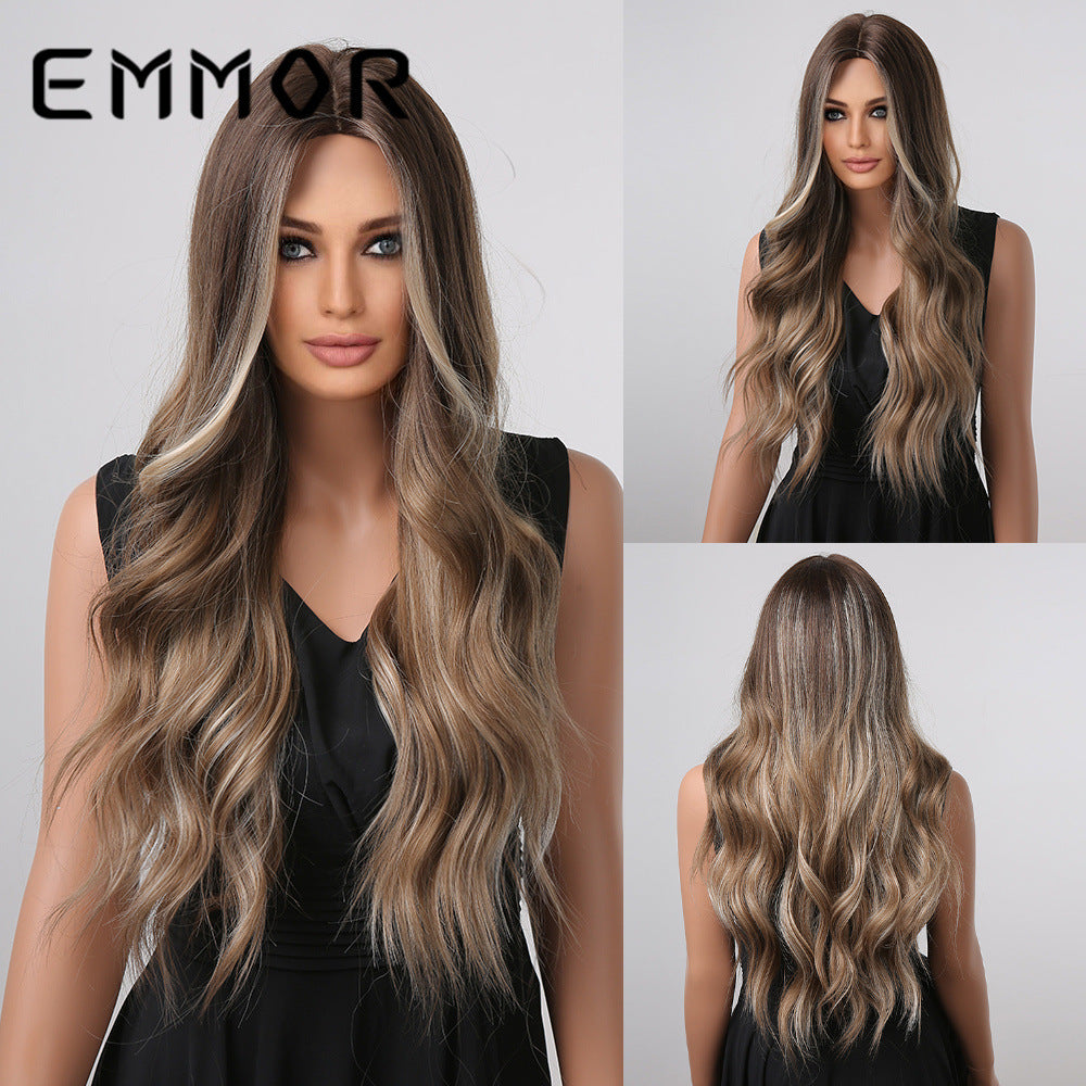 New style long curly hair with gradient highlights