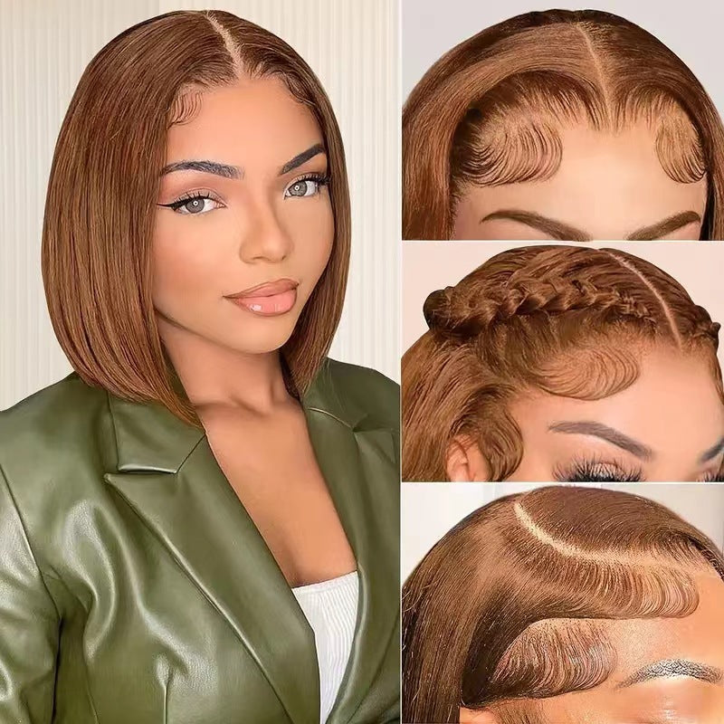 Front lace wig short straight hair
