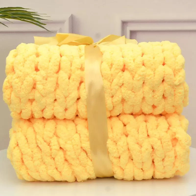 Hand-knitted coarse wool Chenille blanket