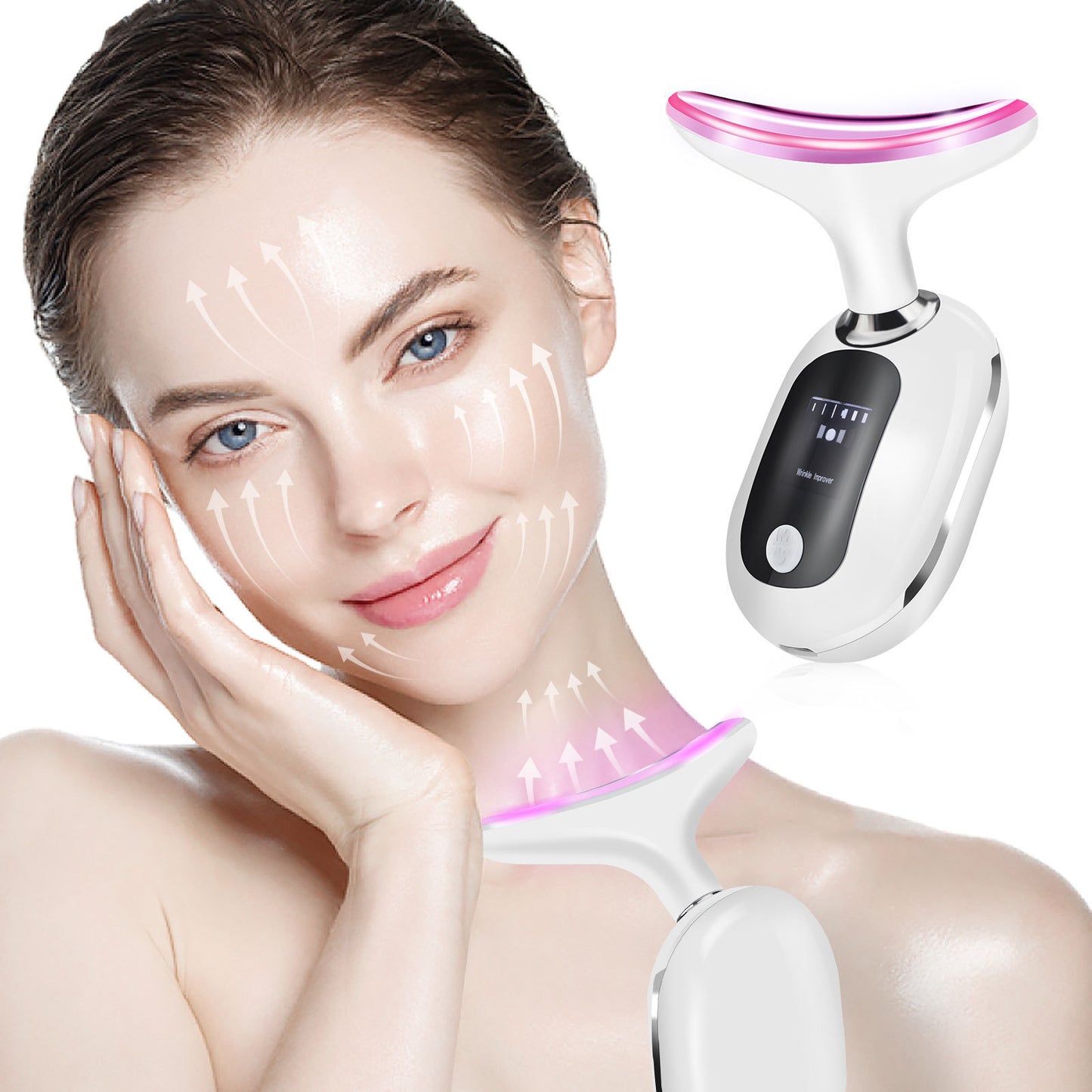 Face Neck lifting and tightening, neck wrinkle removal colored light vibration beauty device