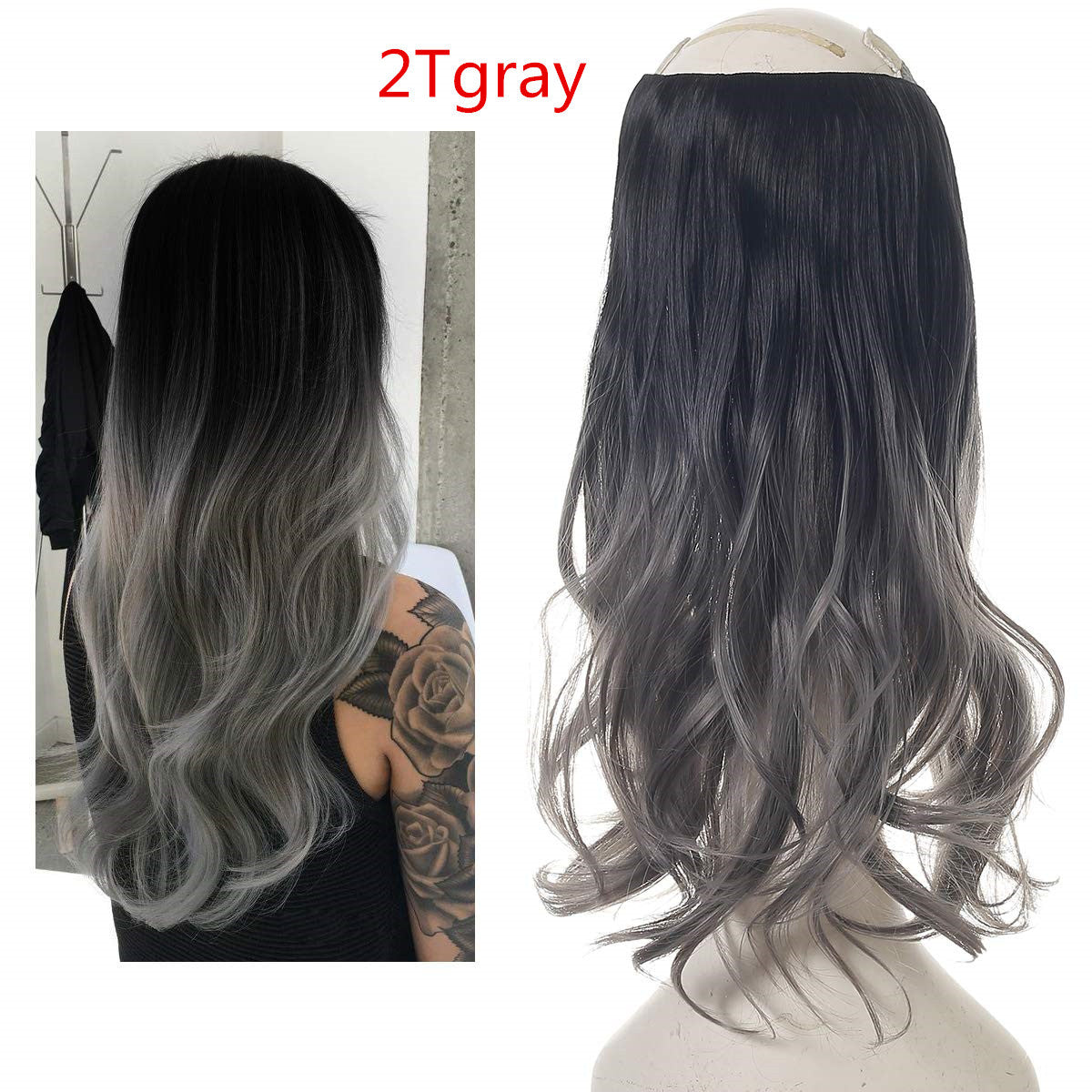 Fish line wave long curly seamless hair extension