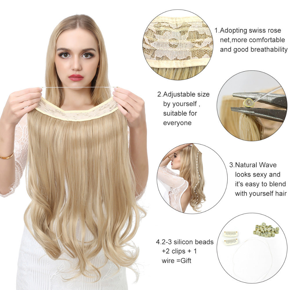 Fish line wave long curly seamless hair extension