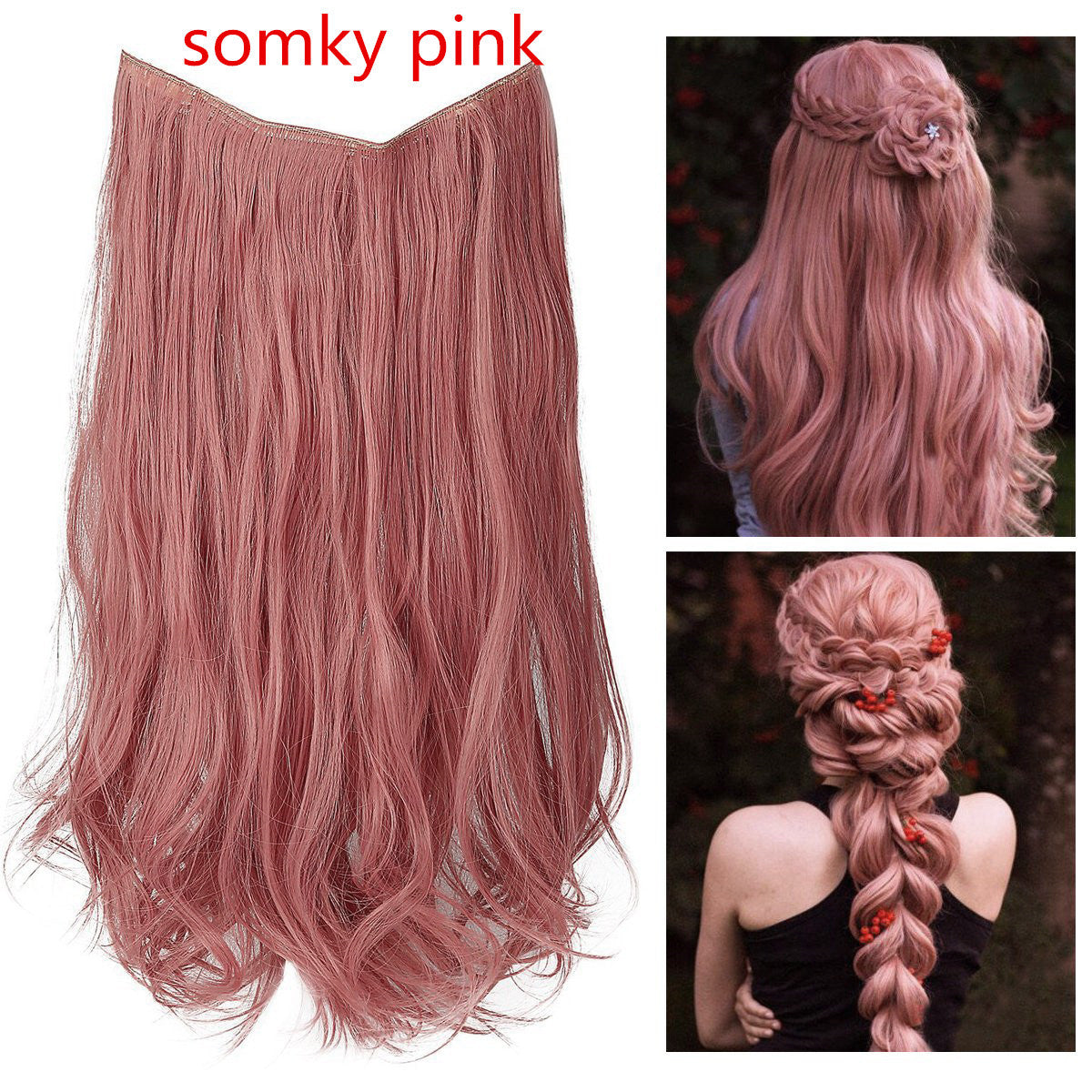 Fish line wave long curly seamless hair extension