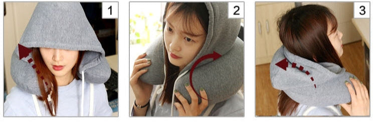 Hooded U-type nap travel pillow