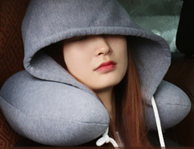 Hooded U-type nap travel pillow