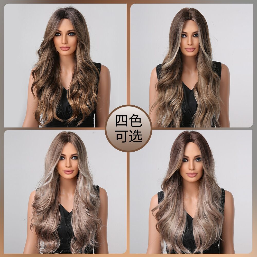 New style long curly hair with gradient highlights