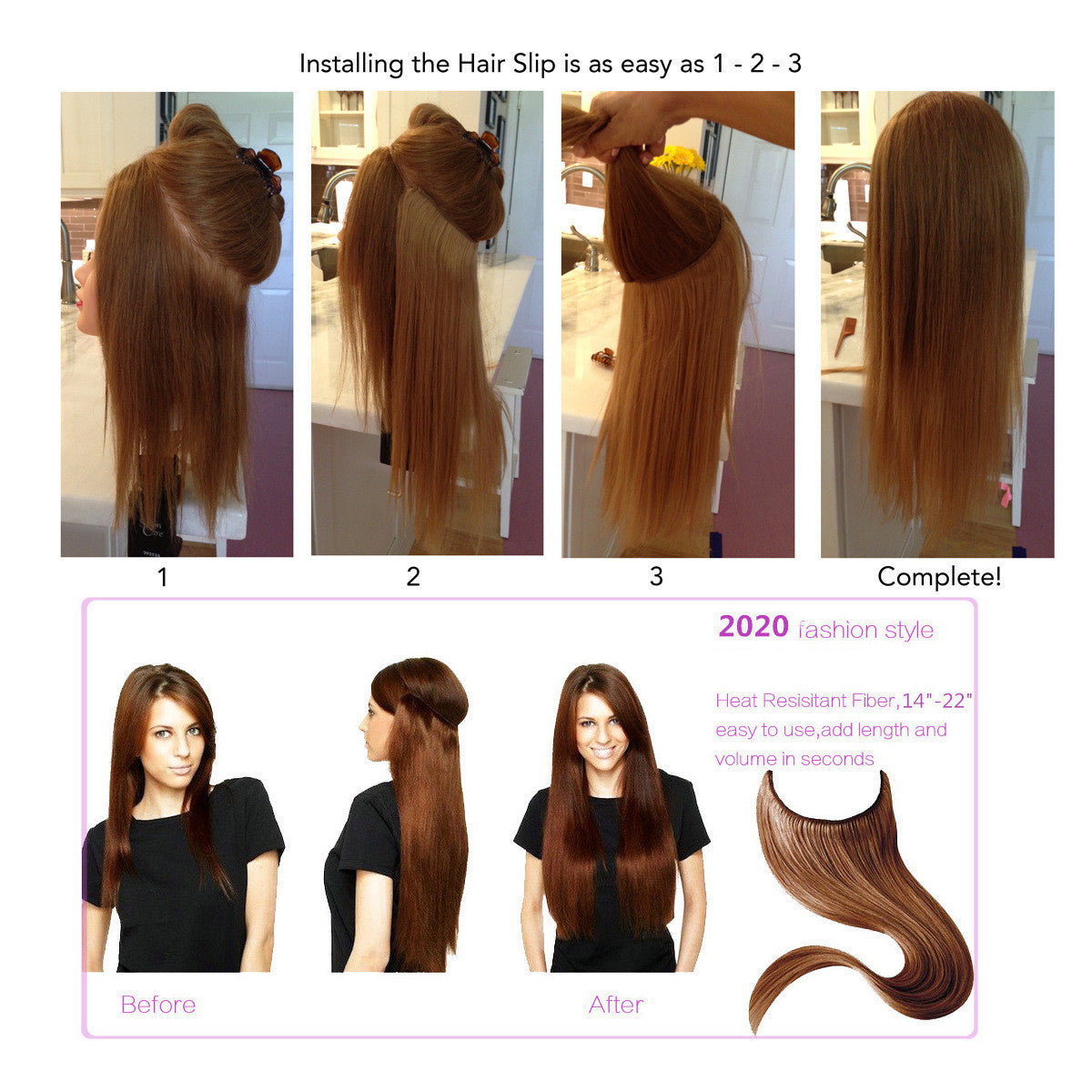 Natural one piece long straight wig