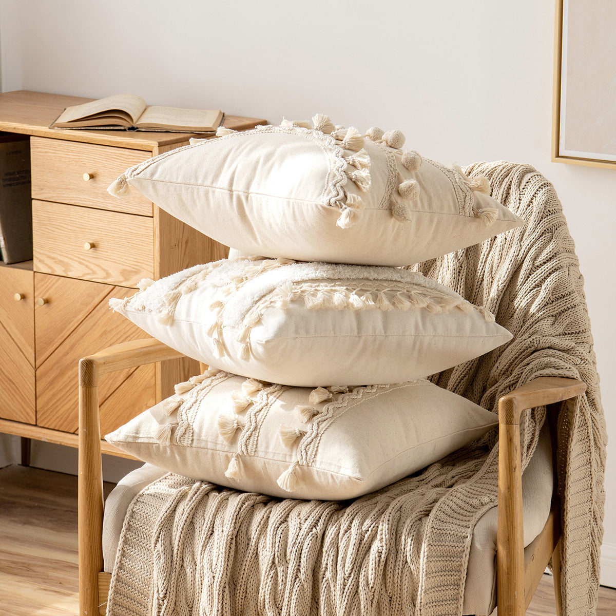 Lace fur ball tassel Morocco backrest pillowcase