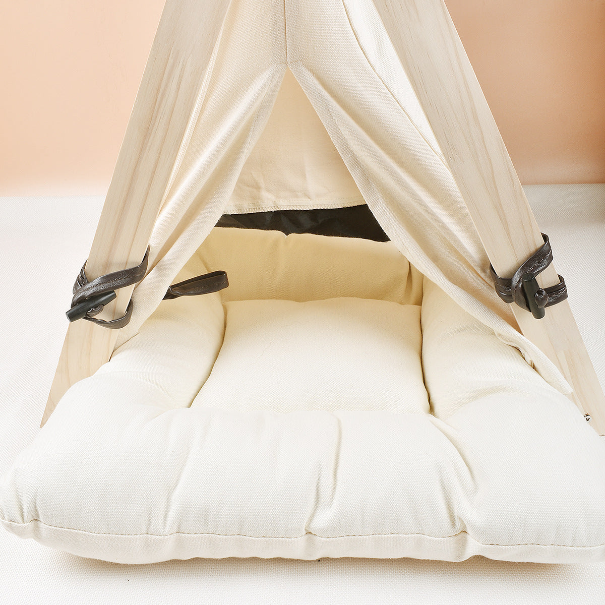 Solid wood tent kennel for DOG w/ detachable and washable bed