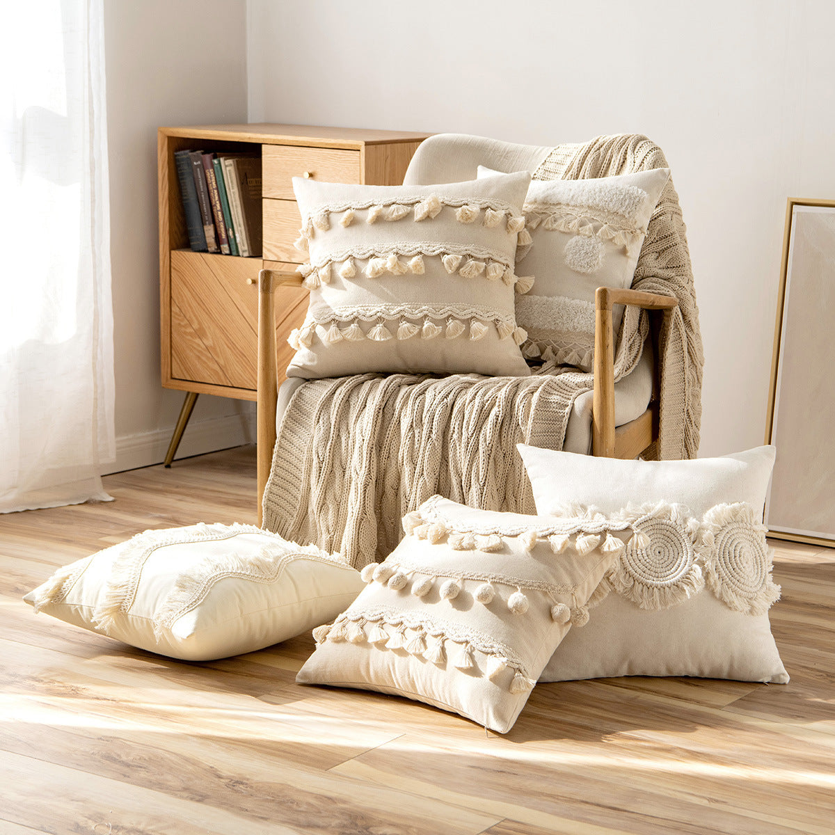 Lace fur ball tassel Morocco backrest pillowcase