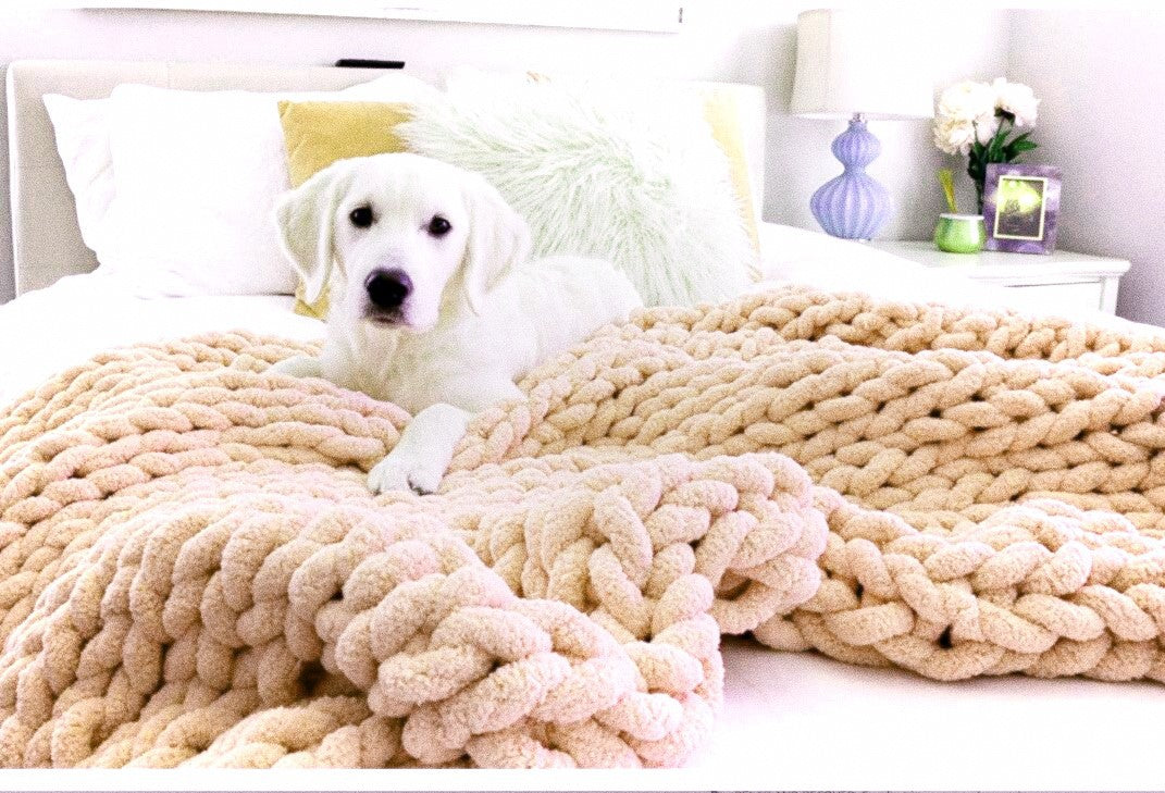 Hand-knitted coarse wool Chenille blanket